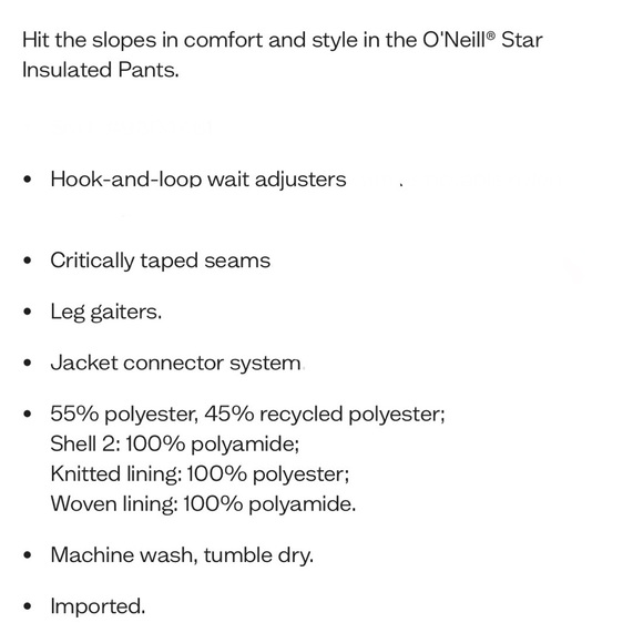 O’Neill Star Insulated Pants - Picture 16 of 16